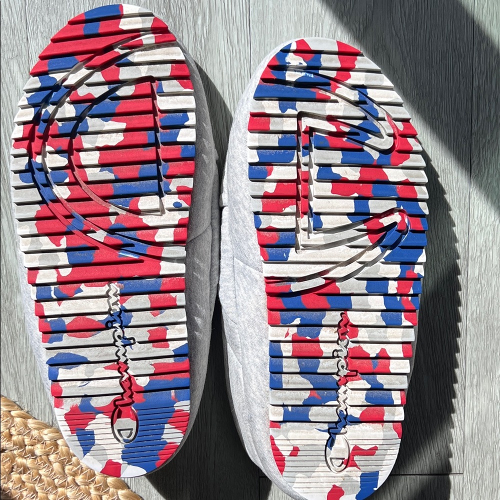 Champion University II Gray Slippers Men's Shoes Red Blue Sole Sz 11 - Picture 4 of 12